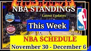 NBA STANDINGS TODAY as of November 29, 2024 | GAME RESULTS | NBA SCHEDULE November 30 - December 6