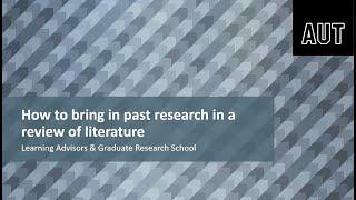 How to bring in past research in a review of literature