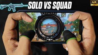 Best Solo vs Squad Gameplay HANDCAM | Best 4 Finger + Gyroscope Gameplay | BGMI | PUBG Mobile