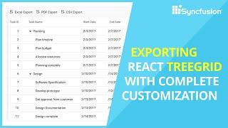 Exporting React TreeGrid with Complete Customization