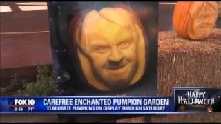 FOX 10 News Features Enchanted Pumpkin Garden, Carefree Az.- World Best Carver Ray Villafane