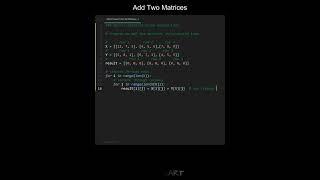 Add Two Matrices in Python | Python Examples | Python Coding Tutorial | Python Coding Interview