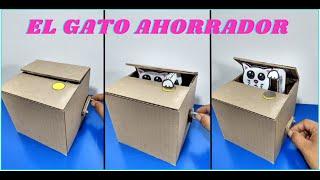 !! UN GATO SE ROBA MIS MONEDAS ¡¡ // como hacer alcancia con carton reciclado de gato ahorrador