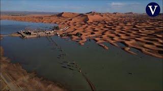 Insólitas imágenes de inundaciones en el desierto del Sahara