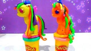 Лепим Пони с набором  ПЛЕЙ ДО "Создай любимую пони" New Play Doh My Little Pony Make 'N Style Ponies