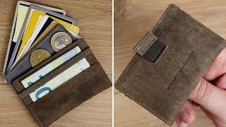 Vintage Leder Slim Wallet mit Münzfach & RFID Schutz von Goutallier // DEUTSCH