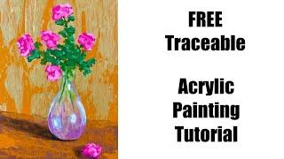 Easy beginner painting | FREE traceable | acrylic painting tutorial | step by step instructions