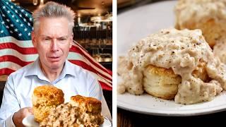 British Grandad tries Biscuits and Gravy for the first time!