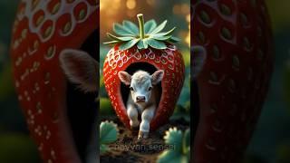 Strawberry COW ? #cow #cute #shorts #youtubeshorts