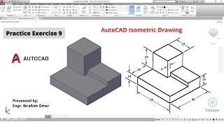 Autocad 3d practice drawing | Autocad Practice Exercise 9 | Autocad Isometric Drawing | CADable