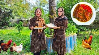 Cooking a Delicious Iranian Stew with Unripe and Sour Grapeswith the family of the Damash village