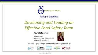 Developing and Leading an Effective Food Safety Team