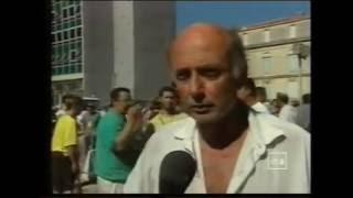 Première action de la campagne nationale de fauchage d'OGM, août 2001, Beaucaire, reportage FR3