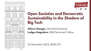 ALLISON STANGER: Open Societies and Democratic Sustainability in the Shadow of Big Tech