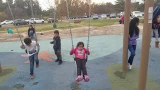 Samantha Tapia learning how to swing by her self.