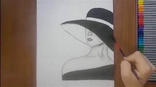 Как нарисовать девушку в шляпе/ Карандашом/ Для начинающих / The girl in the hat. Charcoal drawing.