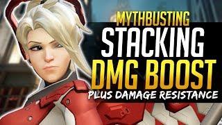 Overwatch MythBusters - DAMAGE BOOST STACKING - Plus Damage Resistance Stacking