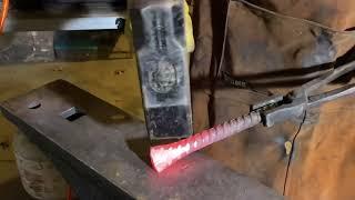 Forging a hot cut chisel from a piece of rebar