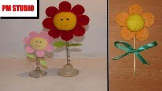 Цветок из ткани своими руками на пружинке с присоской (how to make a dancing flower)