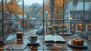 Rainy Autumn Cafe with Smooth Jazz Background Music and Rain Sounds for Relaxation, Study & Work ️