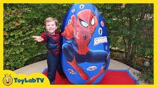 Giant Egg Surprise Opening! Huge Surprise Egg with Toys and Silly String, Fun Family Video for Kids