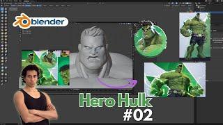 (Day 2) Blender Sculpting: Hero Hulk (Marvel Rivals) - Detailing the face