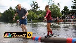 Average guy log rolling vs.10 year old pro at the Lumberjack World Championships I NBC Sports