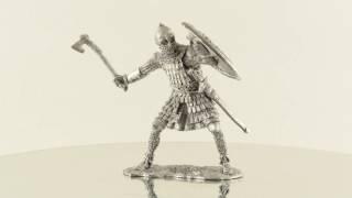 Russian warrior, 14th century, metal sculpture. Collection 54mm miniature tin toy soldier figurine