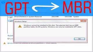 How To Fix Window can only be installed to GPT disk 100% Easy