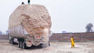 Risky Way they Load Tons of Sugarcane Waste on Trucks