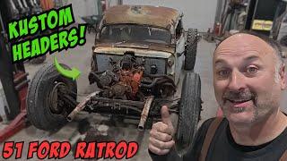 Wrecking a set of good headers to make a set of junk ones for the 51 Ford Rat Rod!