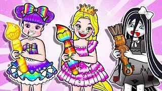 DIY Paper Rich vs Poor Fashion Contest for Disney Princess Rapunzel and Friends - Rapunzel Family