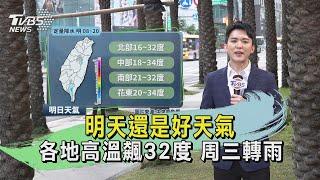 明天還是好天氣 各地高溫飆32度 周三轉雨｜TVBS氣象站｜TVBS新聞20240304 @TVBSNEWS01