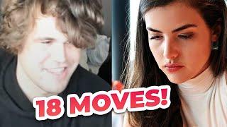 Magnus Carlsen Beats Alexandra Botez In JUST 10 SECONDS