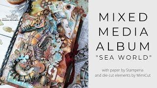 Mixed media album with Stamperia paper and MimiCut die-cut elements