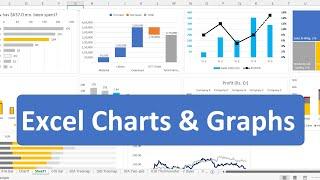 Excel Charts & Graphs - Pie, Bar, Waterfall, Thermometer graph, Column & Line Chart