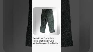 Bella Rose Capri Pant Polka-Dot Black Gold White Women Size Petite Small.
