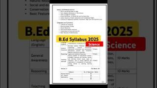 BEd Science Syllabus 2025 