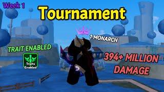 (TRAIT ENABLED) TOURNAMENT 394M+ Gameplay / 1 MONARCH | Anime Vanguards