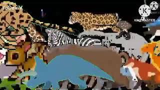 zoo animals stampede in black screen