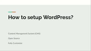 How to setup WordPress?