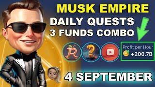 4 September Musk Empire Riddle of the day Rebus of the day Youtube episode code 34 musk empire combo