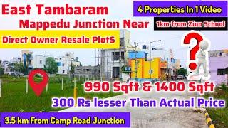 Direct Owner Resale PlotS In East Tambaram Near Camp Road Junction4 Options 840-1400 SqftCMDA