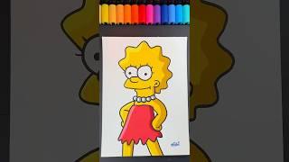 Drawing Lisa from the Simpsons with Posca Markers #shorts