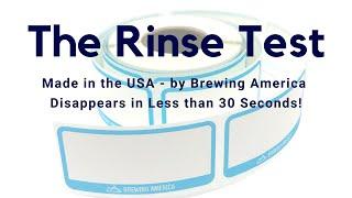 Brewing America Dissolvable Food Prep Label Rinse Test