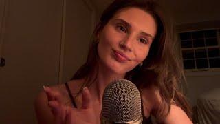 ASMR tingly mouth sounds, hand movements, mic scratching