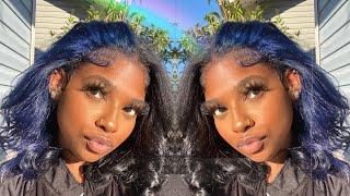 SPLIT DYE Hair Transformation On My Natural Hair -- Half Blue Half Black! | Cashliani