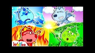 Fire, Water, Air and Earth with Baby Wolfoo   Funny Stories for Kids   Wolfoo HD