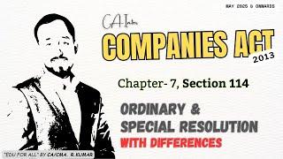 Ch-7 | P-20 | Section 114 | ORDINARY & SPECIAL RESOLUTION | With Differences | Companies Act 2013