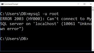 ERROR 2003 (HY000): Can't connect to MySQL server on 'localhost' (10061 "Unknown error") - Debugged